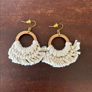 Handmade Wood Hoops and Macrame Earrings